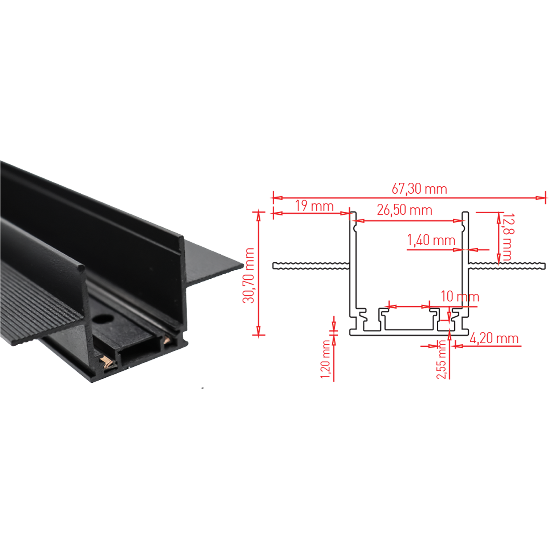 DL45 Magnetik Sıva Altı Trimless Alüminyum Ray - 1Mt.